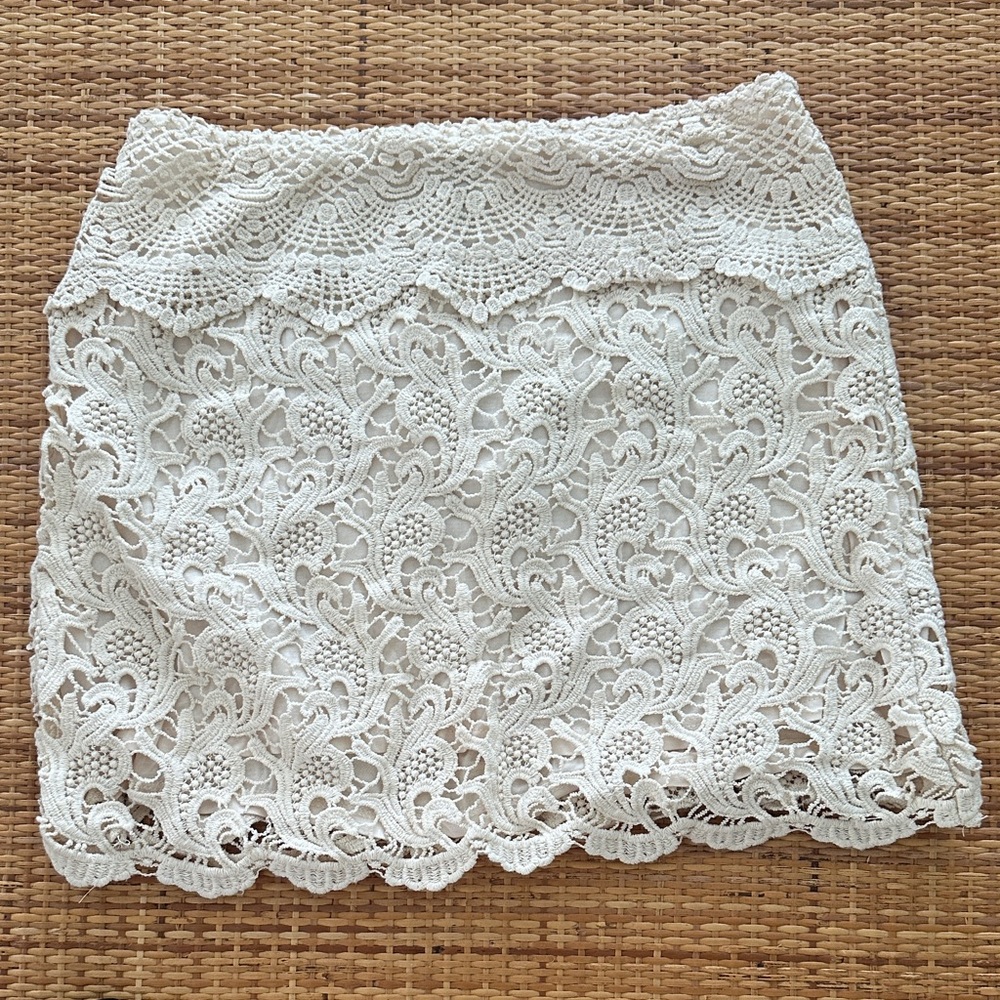 Urban Outfitters Pins & Needles White Crochet Lace Mini Skirt